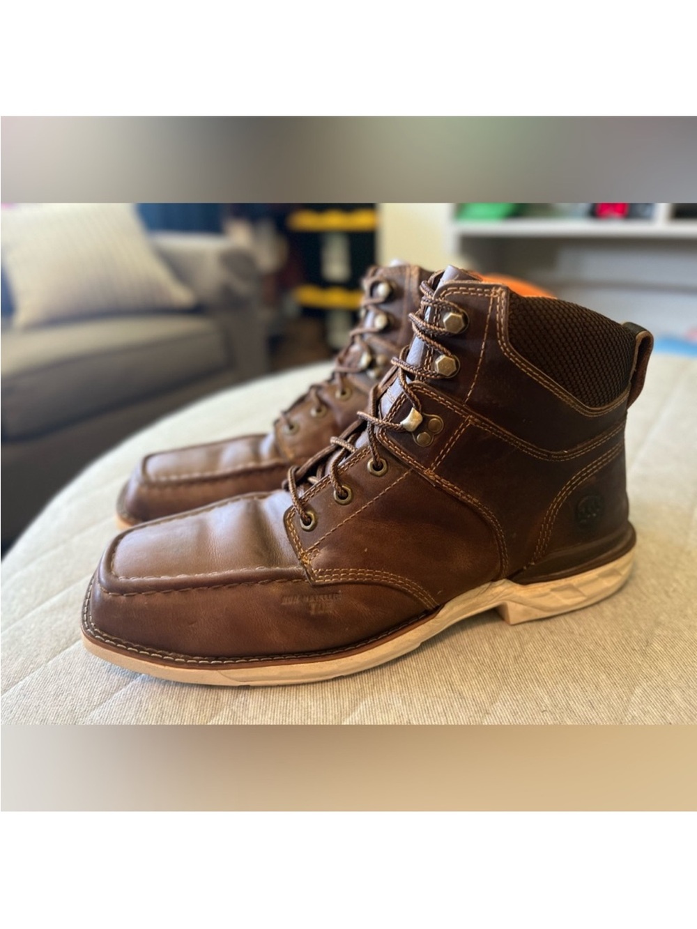 DOUBLE H Sz 13 Brown Leather 6” Phantom Rider Composite Toe Oil Slip Resistant - Picture 10 of 14
